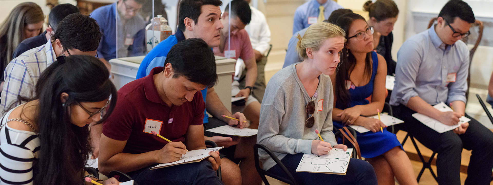 College students on a tour of the galleries