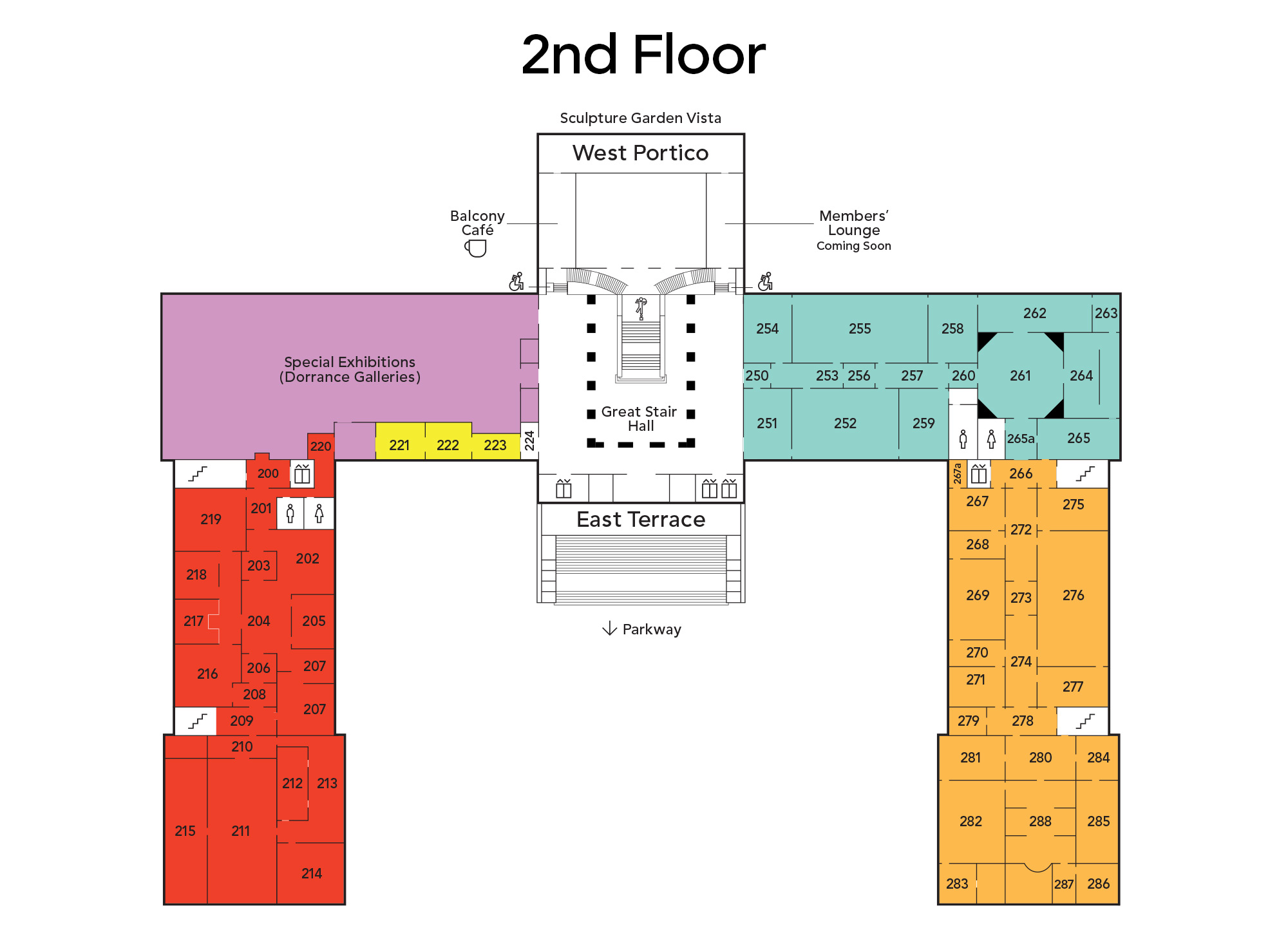 Map of main building second floor